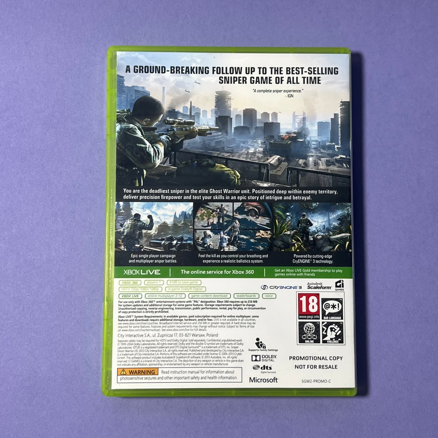 Sniper 2 Ghost Warrior Promotional - Xbox 360 Game