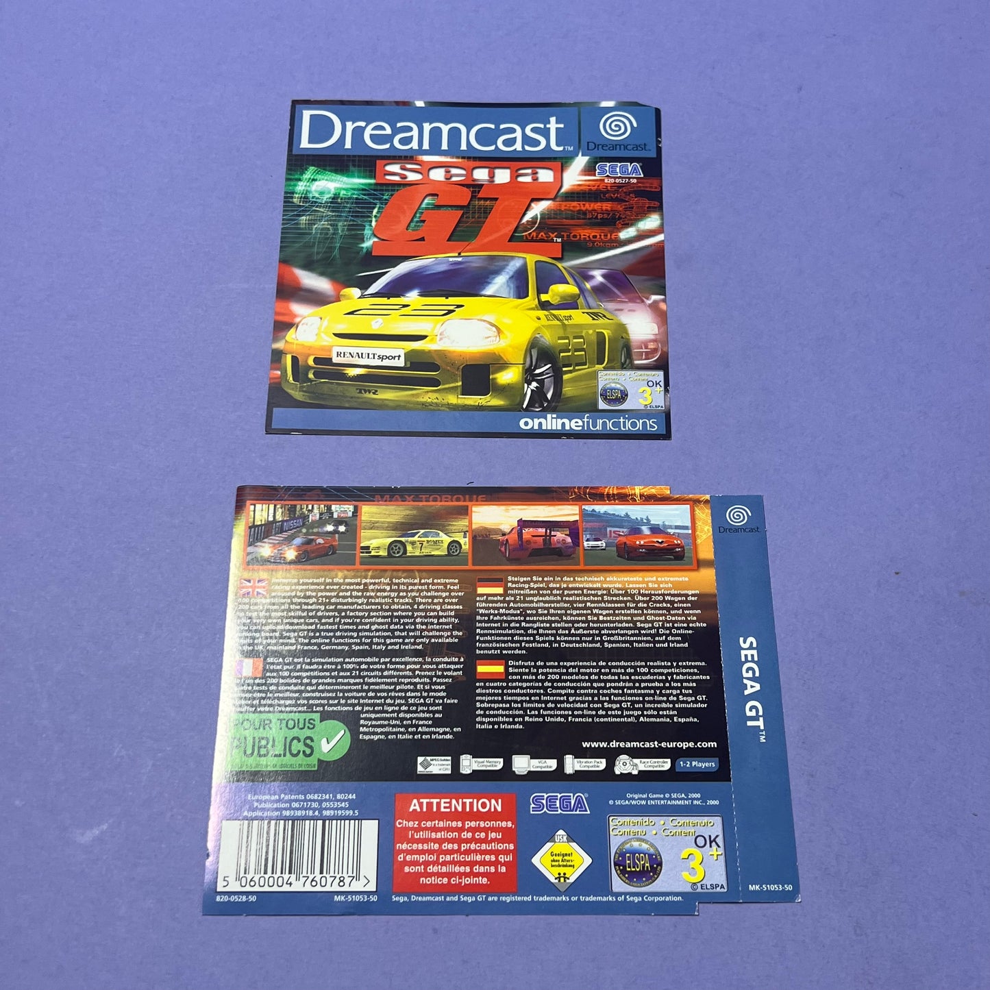 SEGA GT Manual & Cover - Dreamcast SEGA Manual & Cover