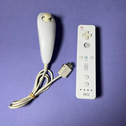Genuine White Nintendo Wii Controller and Nunchuck - Wii Accessory