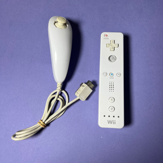 Genuine White Nintendo Wii Controller and Nunchuck - Wii Accessory