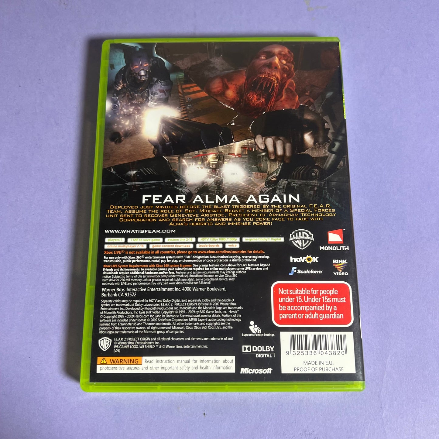 Fear 2 Project Origin - Xbox 360 Game