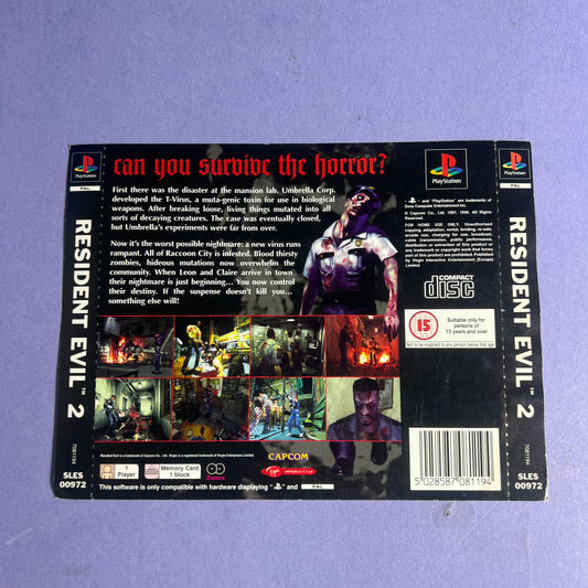 Resident Evil 2 Back Cover PS1 - PS1 Cover