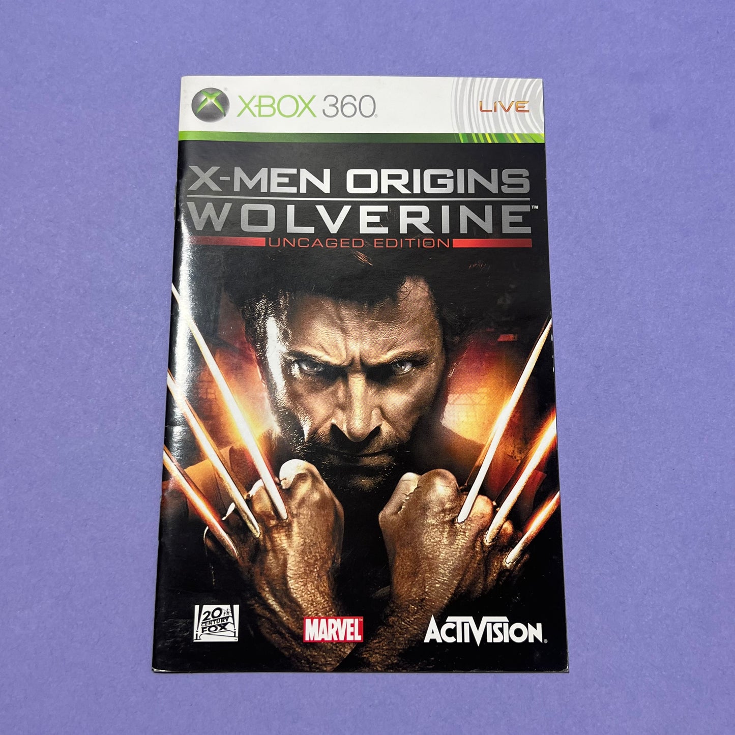 X-Men Origins Wolverines Manual - Xbox 360 Manual