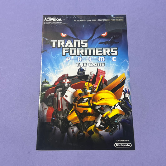 Transformers Prime Manual - Wii U Manual