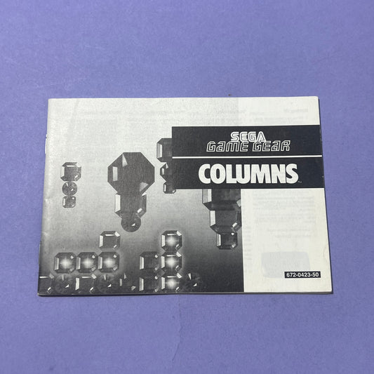 Columns Manual - SEGA Game Gear SEGA Manual