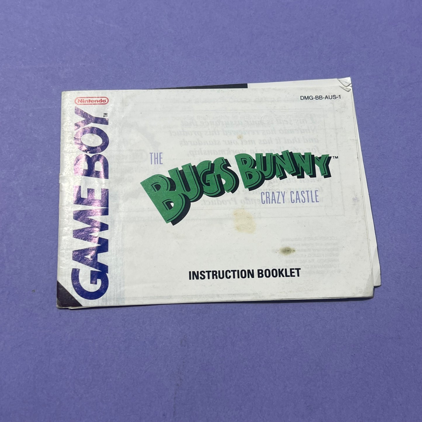 Bugs Bunny Manual - GameBoy Manual