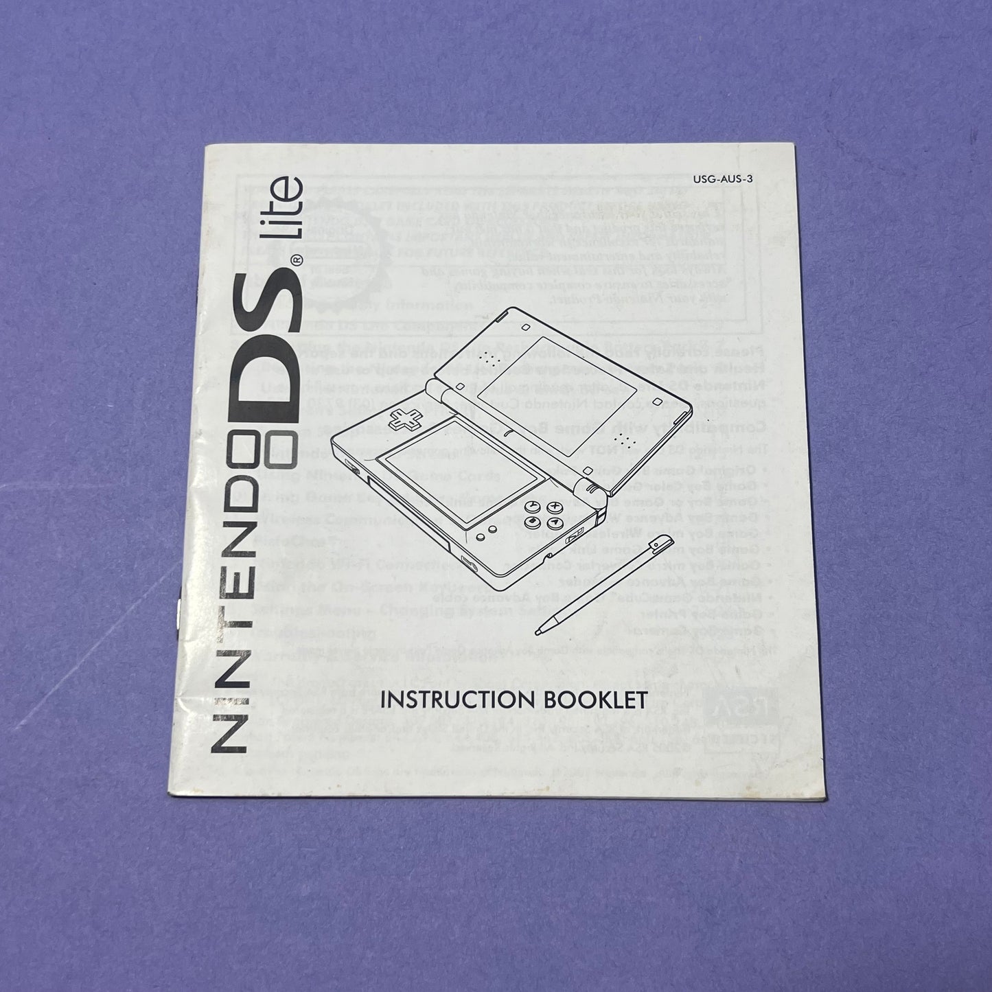 Nintendo DS Lite Console Manual - Console Manual