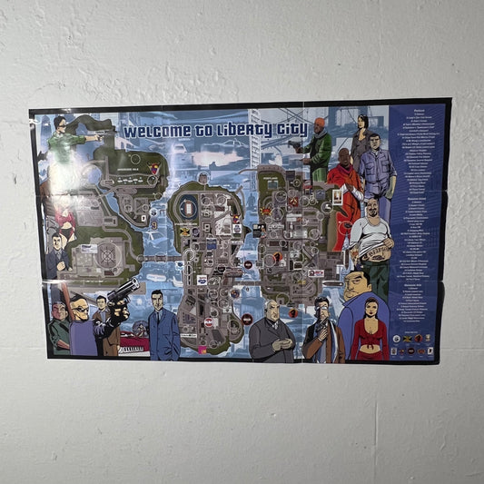 Grand Theft Auto 3 PS2 Map Vintage Poster - Poster